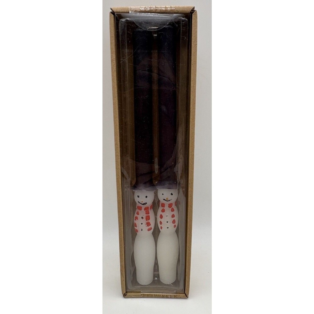 NEW Creative Co-Op Snowman Blue Taper 10" Christmas Candles Set of 2 NIB